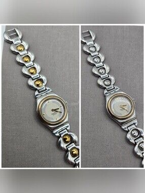 Women Irony Swatch Watch Twirling Disks in GOLD /SILVER RUNNING Stainless Steel